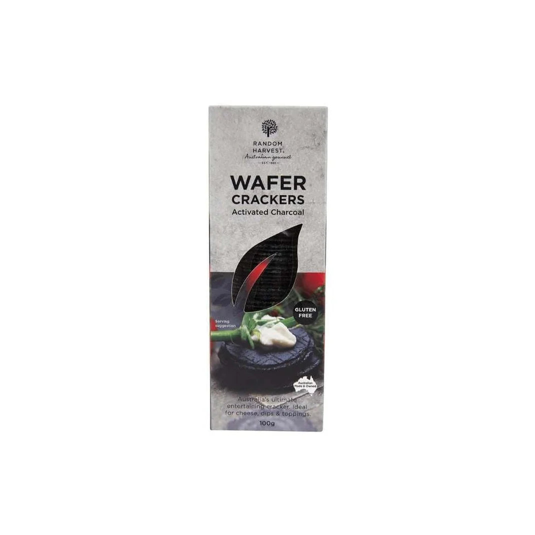 Wafer Crackers Activated Charcoal 100g | Random Harvest