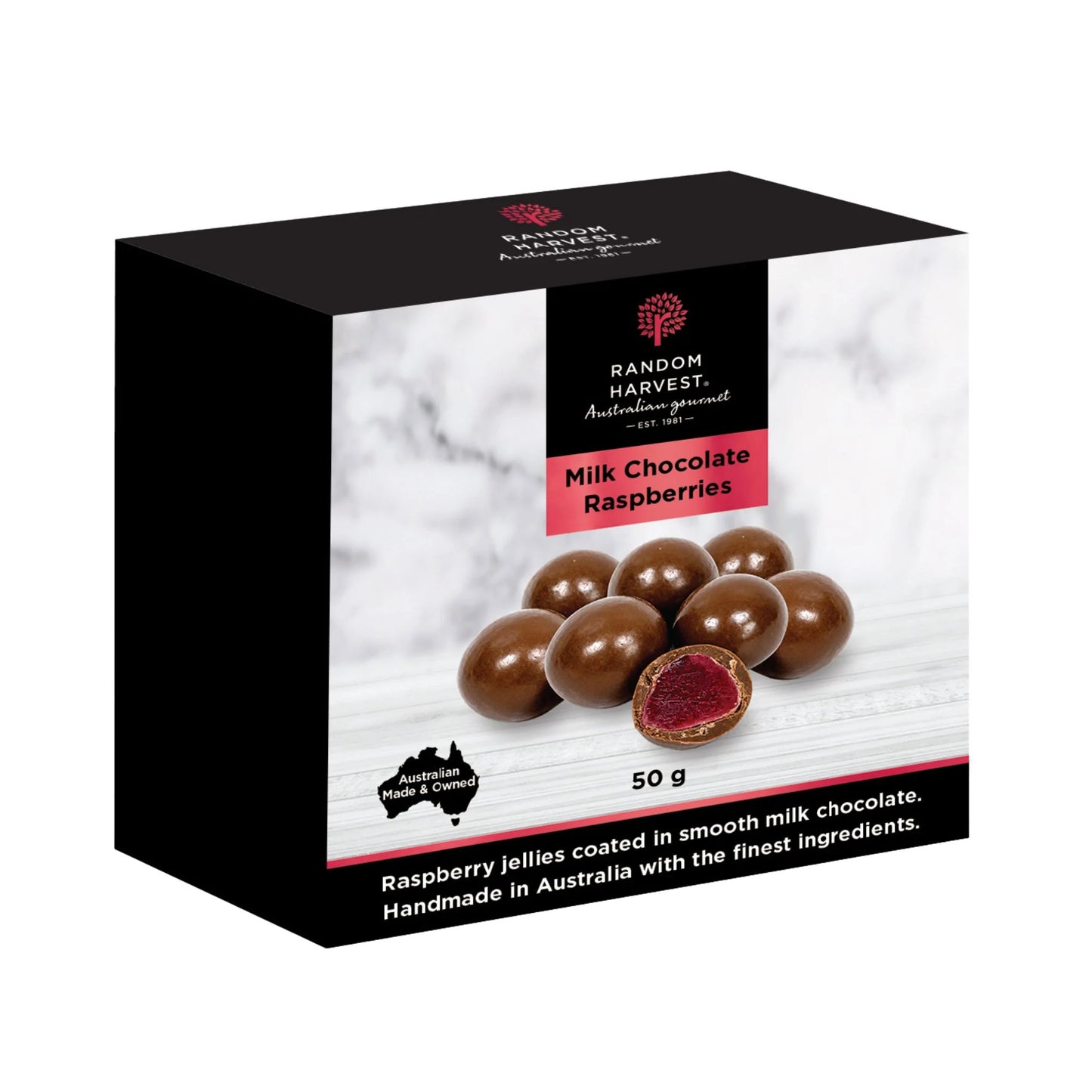 Milk Chocolate Raspberries 50g | Random Harvest