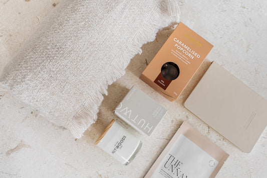Curated Unbox Me gift box for mum, styled with thoughtful self-care treats