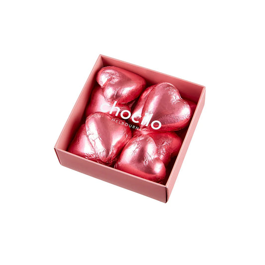 Chocilo 10 Pack Foiled Hearts in Milk Chocolate Gift Box (PINK) - 80g