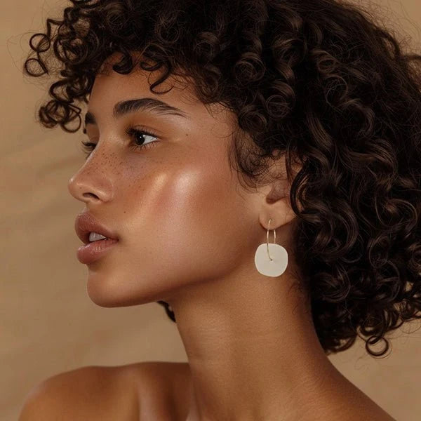 Mingled Aura Hoop Earrings – Matte Ivory Beige
