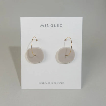 Mingled Aura Hoop Earrings – Matte Ivory Beige