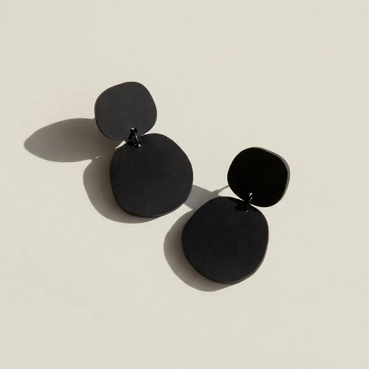 Mingled Boulder Statement Dangle Earrings – Matte Black