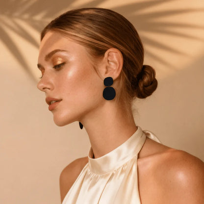 Mingled Boulder Statement Dangle Earrings – Matte Black