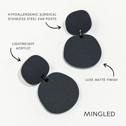 Mingled Boulder Statement Dangle Earrings – Matte Black