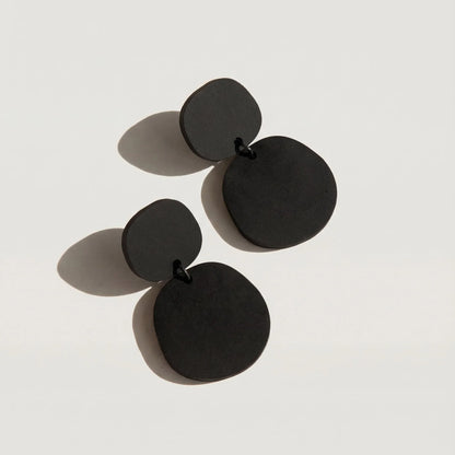 Mingled Boulder Statement Dangle Earrings – Matte Black