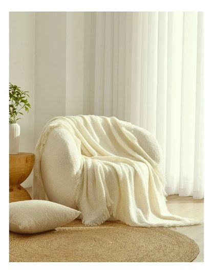 Amelie Super Soft Boucle Throw Ivory