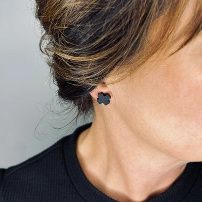 Mingled Cross Stud Earrings – Matte Black