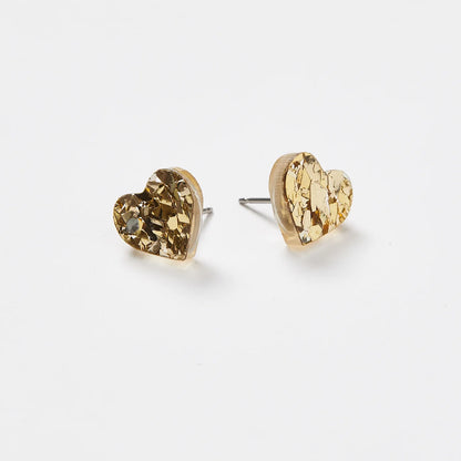 Martha Jean Heart Stud Earrings | Gold