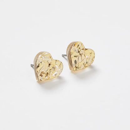 Martha Jean Heart Stud Earrings | Gold