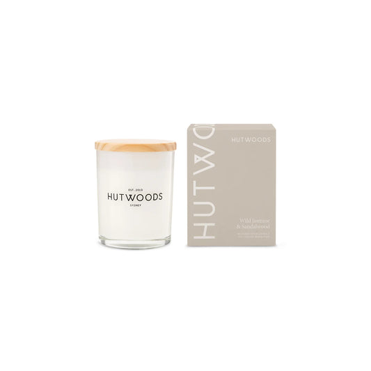 Hutwoods Wild Jasmine & Sandalwood Candle | Small | 30+ Hours Burn Time