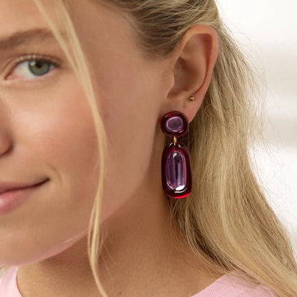 Martha Jean Jelly Drop Earrings | Burgundy + Violet