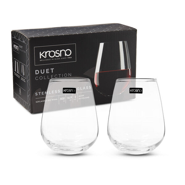 Krosno Duet Stemless Wine Glass 500ml Set of 2