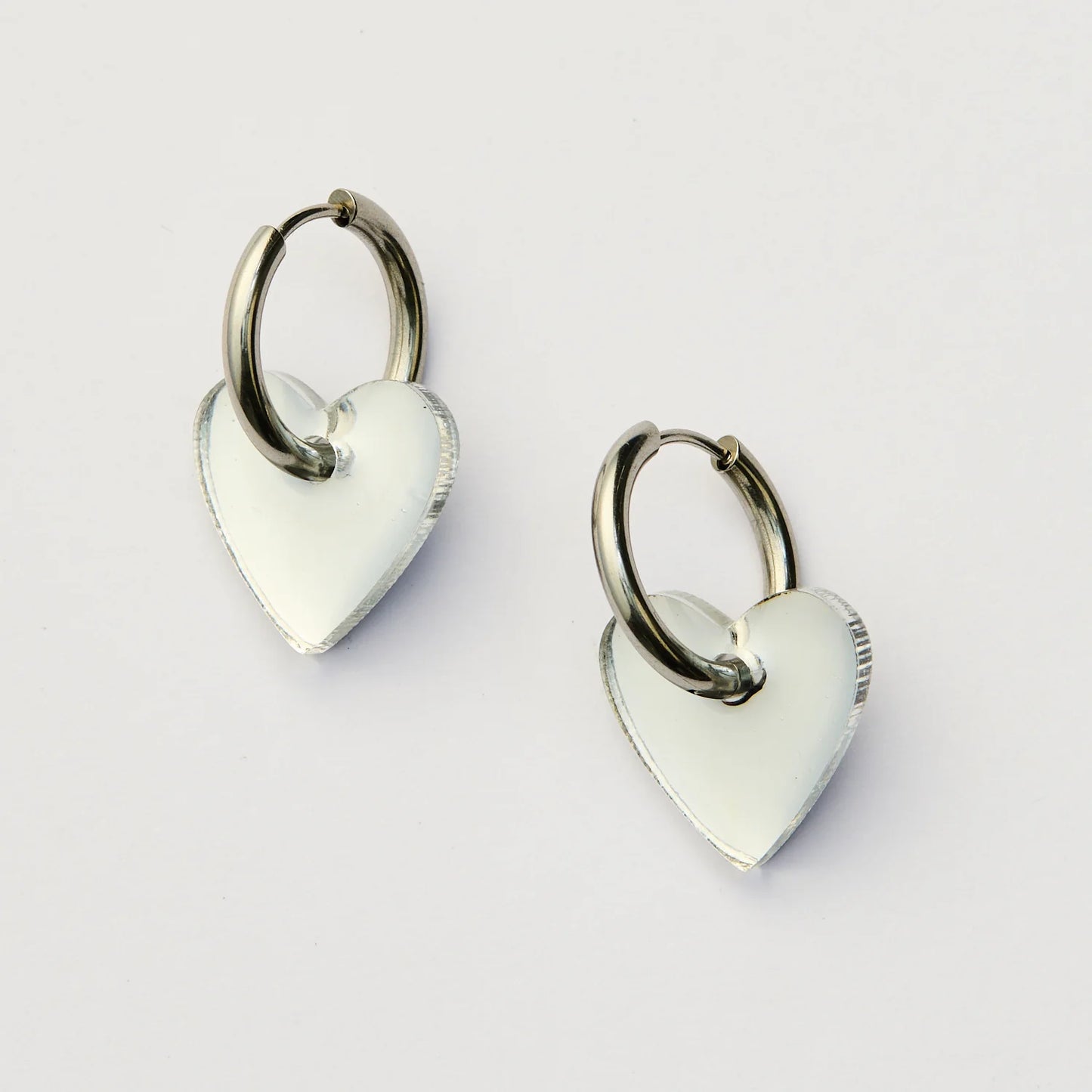 Martha Jean Marty Heart Earrings | Silver