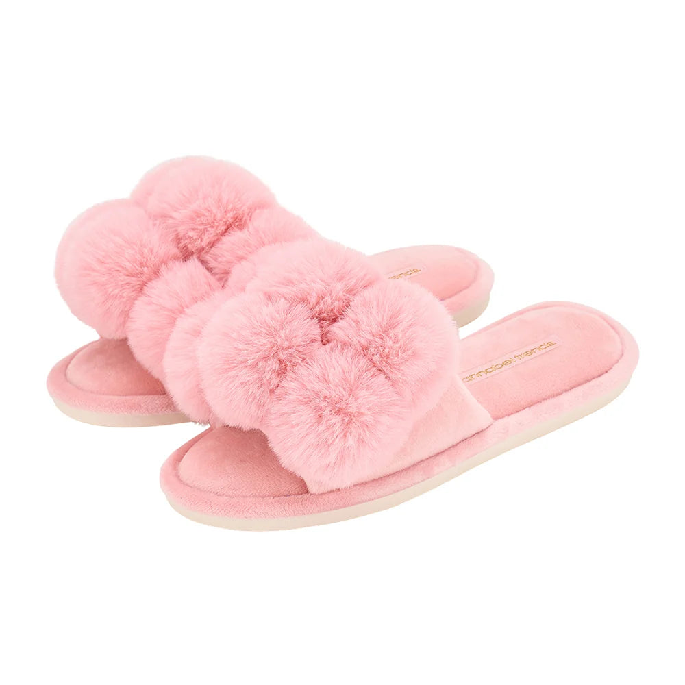 Cosy Luxe Pom Pom Slippers – Pink