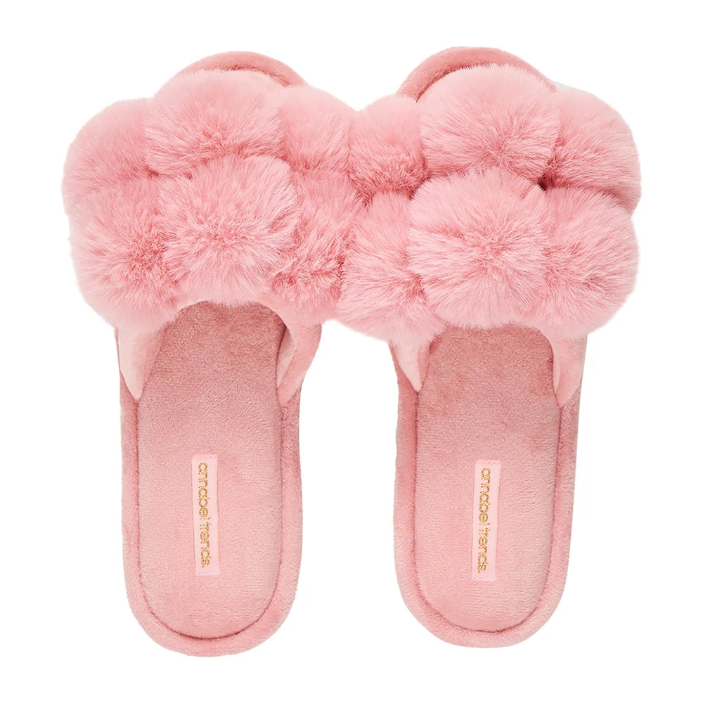 Cosy Luxe Pom Pom Slippers – Pink