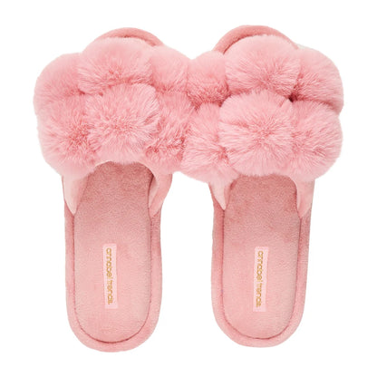 Cosy Luxe Pom Pom Slippers – Pink