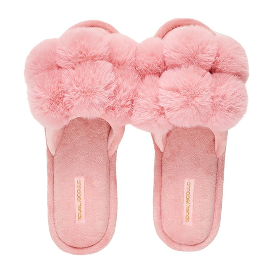 Cosy Luxe Pom Pom Slippers – Pink