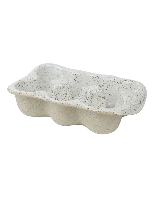 Natural Home Egg Crate In White Speckle Holds 6 Eggs