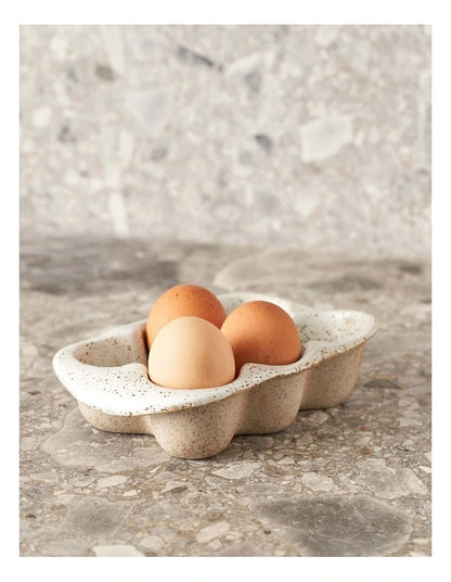 Natural Home Egg Crate In White Speckle Holds 6 Eggs