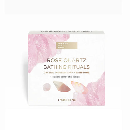 Summer Salt Body Rose Quartz Bathing Rituals – 2 Pack Crystal Inspired Soap & Bath Bomb