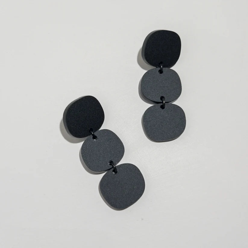 Mingled Triple Stack Dangle Earrings – Matte Black
