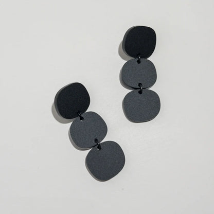 Mingled Triple Stack Dangle Earrings – Matte Black