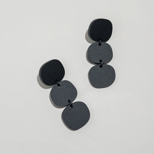 Mingled Triple Stack Dangle Earrings – Matte Black